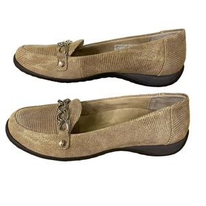 VIONIC Alda Loafer with Orthaheel Insole Tan Lizard Print Leather WM SZ 9